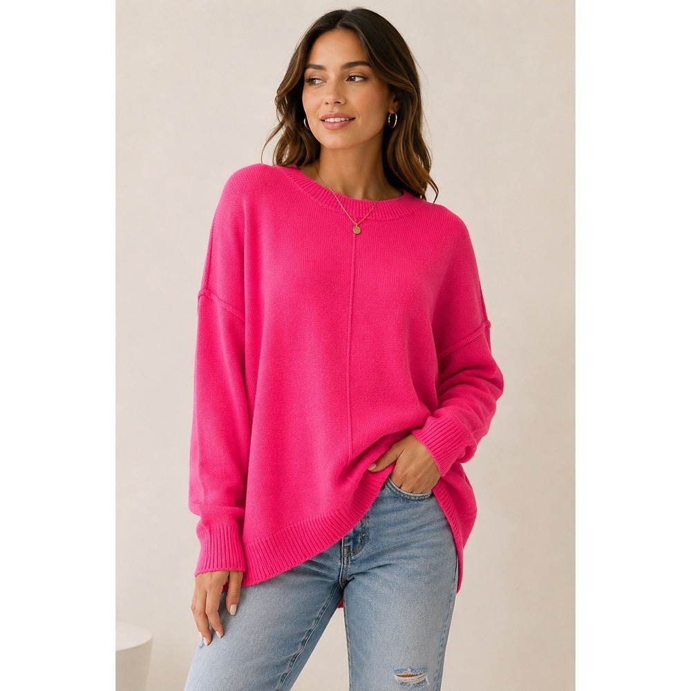 Vince Camuto Cozy Crewneck Extend-Shoulder Sweater Size M